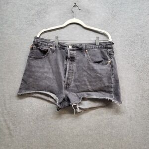 Levi's 501 Womens Shorts 34 Gray Big E Cut Off High‎ Rise Button Fly
